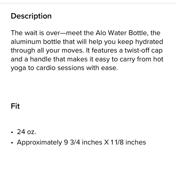 NWOT Alo Black Aluminum Water Bottle - Picture 4 of 4